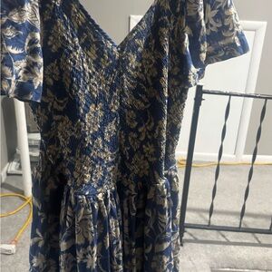 Lane Bryant Blue and Gold Floral Midi dress 14/16
